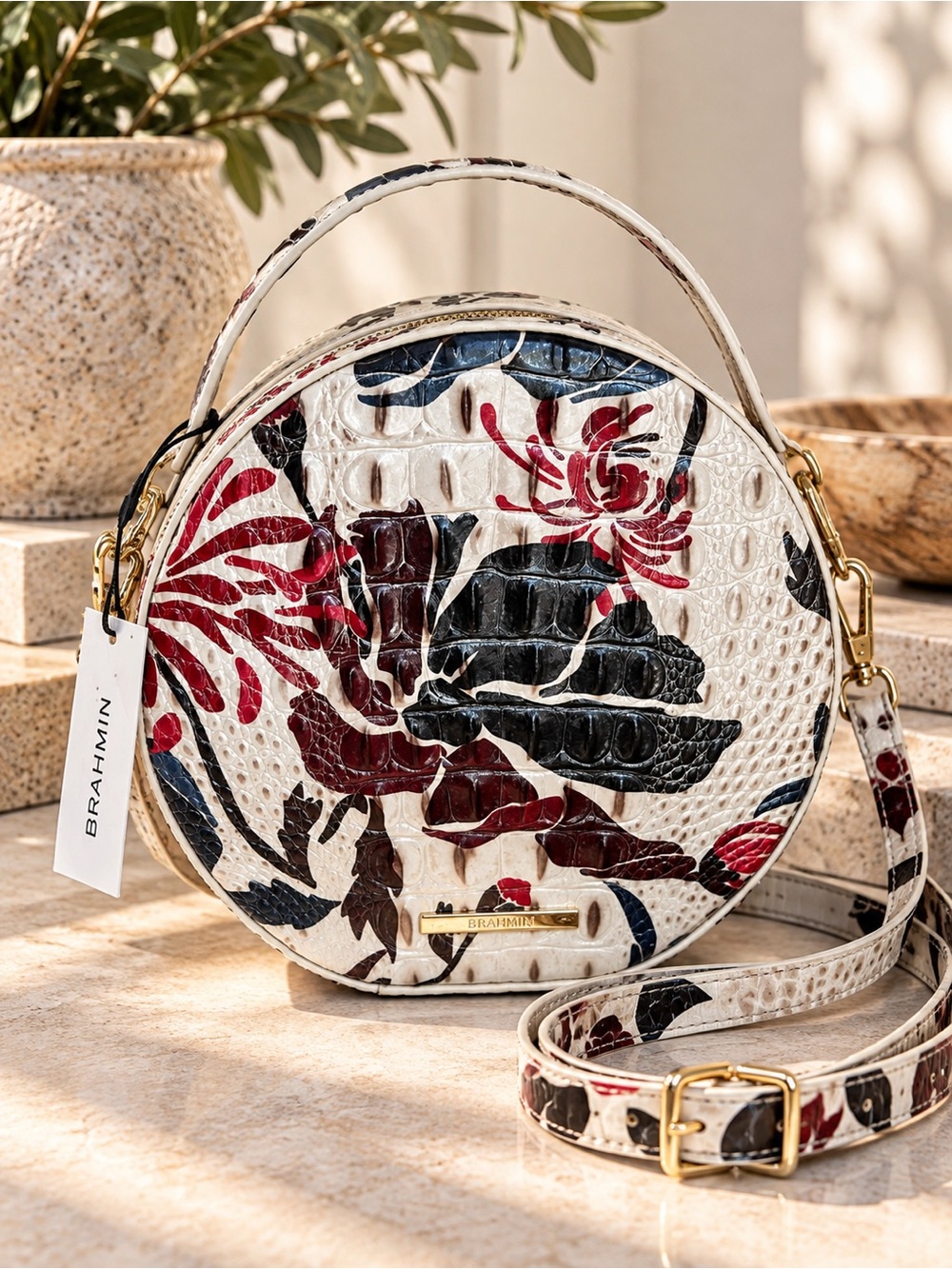 Brahmin Lane Extravaganza Melbourne Floral Leather Crossbody NWT